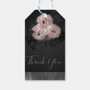 Étiquettes-cadeau Rose et noir, moderne, élégant, floral, chic, cade