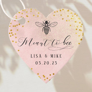 Étiquettes Cadeau Rose et Or Mariage Abeille Prévue