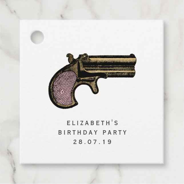 Étiquettes Cadeau Rose et Or Steampunk (Devant)