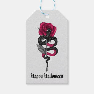 Étiquettes-cadeau Rose et serpent gothiques Joyeux Halloween