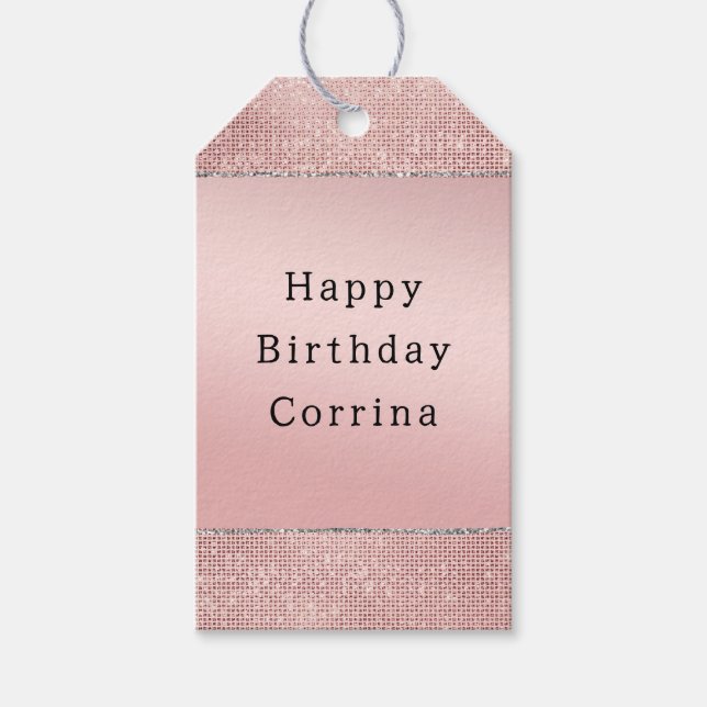 Étiquettes-cadeau Rose étincelant doré Parties scintillant Brown (Devant)