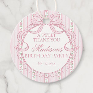 Étiquettes Cadeau Rose Fancy Floral Anniversaire Cercle Vintage