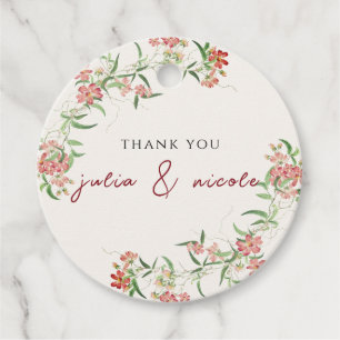 Étiquettes Cadeau Rose Fleur Sauvage Rose Printanière Mariage