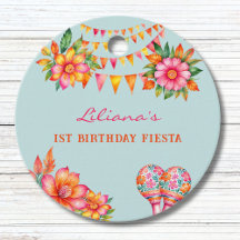 Rose Floral Blue Fiesta 1er anniversaire Merci