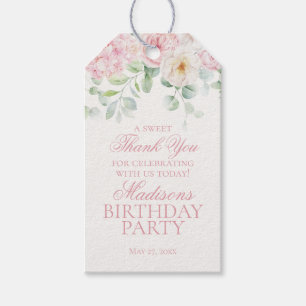 Étiquettes-cadeau Rose Floral Hydrangea Botanique Anniversaire Faveu