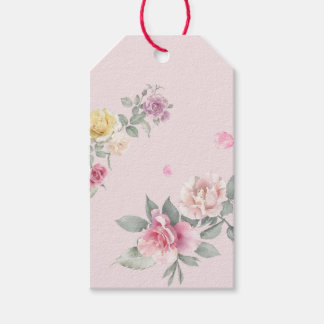 Étiquettes-cadeau Rose florale aquarelle rose personnalisée