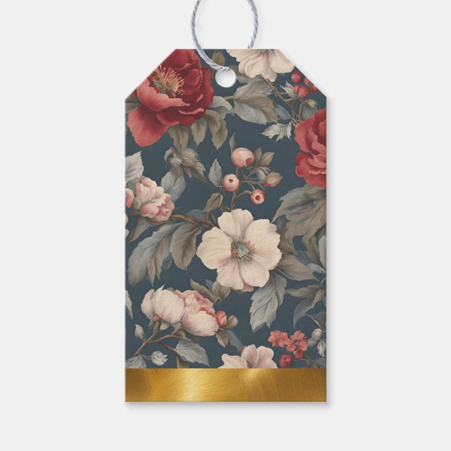Étiquettes-cadeau Rose Florale sur Épicéa (Devant)