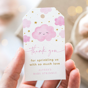 Étiquettes-cadeau Rose Girl Cloud Stars Baby Sprinkl