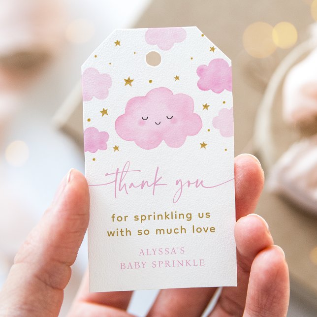 Étiquettes-cadeau Rose Girl Cloud Stars Baby Sprinkl (Créateur téléchargé)