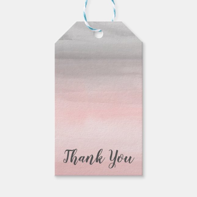 Étiquettes-cadeau Rose gisant et gris ombré aquarelle moderne (Devant)