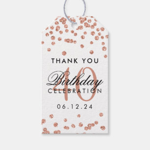 Étiquettes-cadeau Rose Gold 40th Birthday Merci Parties scintillant