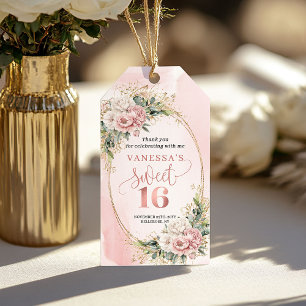 Étiquettes-cadeau Rose Gold Bohème Fleurs Eucalyptus Douzième Annive