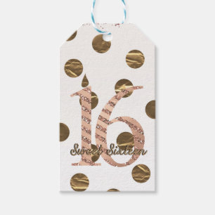 Étiquettes-cadeau Rose Gold Bronze pois Sweet 16 Anniversaire