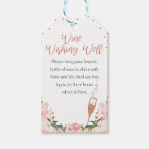 Étiquettes-cadeau Rose Gold Brunch Bubbly Vin nuptial Wishing Well