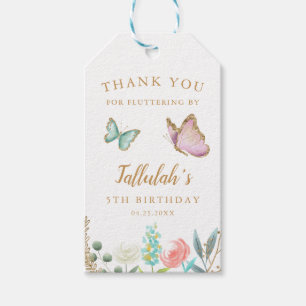 Étiquettes-cadeau Rose Gold Butterfly Girl Anniversaire Fête Favoris