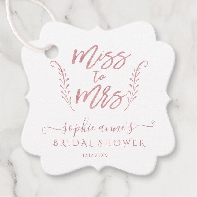 Étiquettes Cadeau Rose Gold Calligraphie Fête des mariées Bacheloret (Devant)