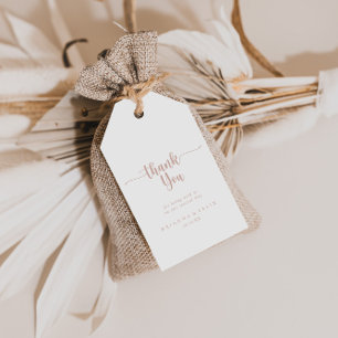 Étiquettes-cadeau Rose Gold Calligraphie Mariage Merci