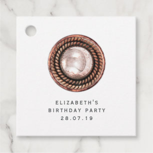 Étiquettes Cadeau Rose Gold et Cuivre Bouton Chic Vintage
