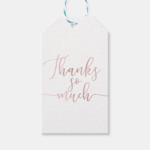 Étiquettes-cadeau Rose Gold Feuille Script Merci Merci Beaucoup