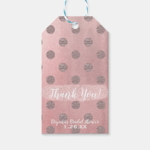 Étiquettes-cadeau Rose Gold Fushia Brillance Points de Polka Glamour