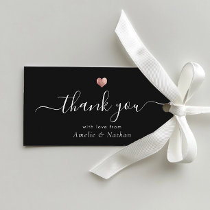Étiquettes-cadeau Rose Gold Heart Script moderne Mariage élégant