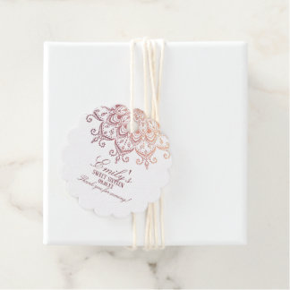 Étiquettes Cadeau Rose Gold Mandala Sweet 16 Merci