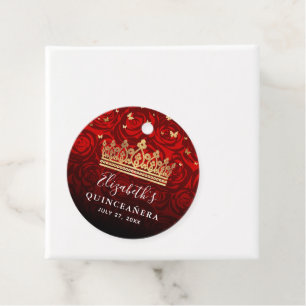 Étiquettes Cadeau Rose Gold Noir Vintage pour Quinceanera
