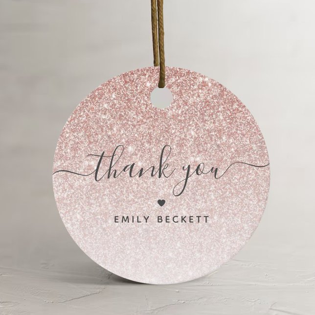 Étiquettes Cadeau Rose Gold Pailleté Élégant Merci (Créateur téléchargé)
