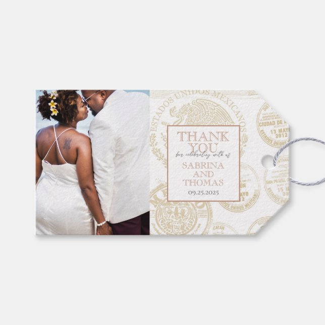 Étiquettes-cadeau Rose Gold Puerta Vallarta Mariage Photo (Devant (Horizontal))
