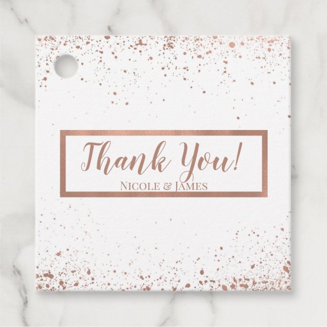 Étiquettes Cadeau Rose Gold Rose Glam Moderne Chic Mariage Favoriser (Devant)