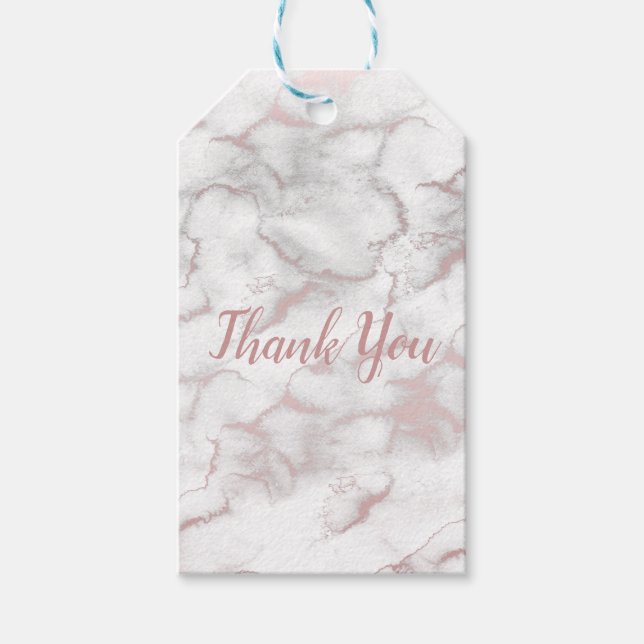 Étiquettes-cadeau Rose Gold Rose Marbre Moderne Chic Soirée tendance (Devant)