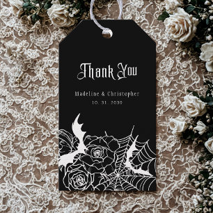 Étiquettes-cadeau Rose gothique noir chauve Spiderweb Mariage