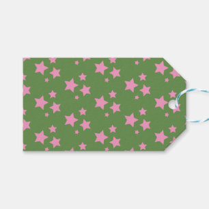 Étiquettes-cadeau Rose Green Stars Design moderne
