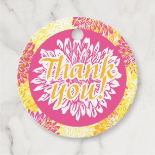 Étiquettes Cadeau rose, jaune et orange vifs