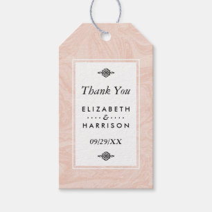 Étiquettes-cadeau Rose marbré Élégant Merci de mariage vintage