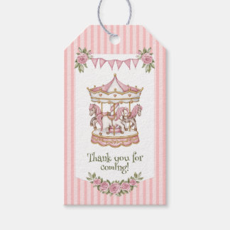 Étiquettes-cadeau Rose Merci Cheval Aquarelle Baby Shower Fille