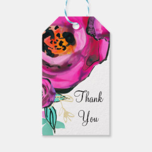 Étiquettes-cadeau Rose Moderne Florale Aquarelle Cadeau de Mariage R