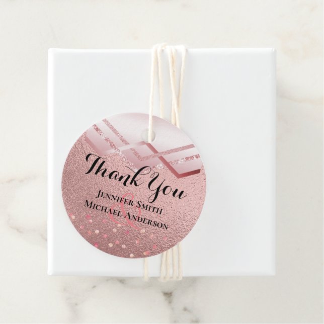 Étiquettes Cadeau Rose moderne Gold tendance Mariage budget (En situation)