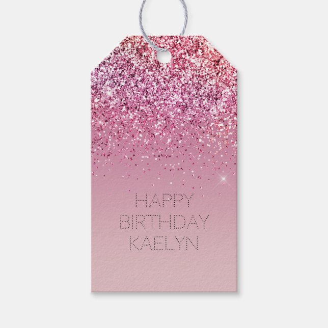 Étiquettes-cadeau Rose or rose Parties scintillant or étincelle (Devant)