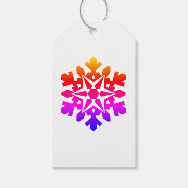 Étiquettes-cadeau Rose, orange, violet, flocon bleu (Devant)