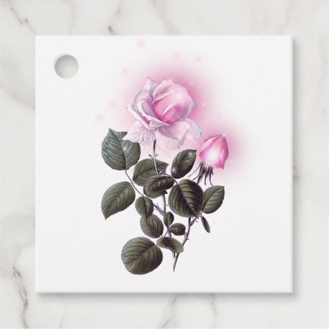 Étiquettes Cadeau Rose Pailletée Rose (Devant)