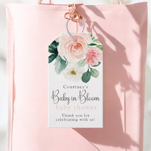 Étiquettes-cadeau Rose Pâle Floral Bébé en Fleur Baby Shower