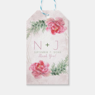 Étiquettes-cadeau Rose Pâle Floral Végétal Aquarelle Mariage