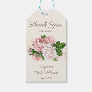 Étiquettes-cadeau Rose Pâle Floral Vintage Lavage Nuptial