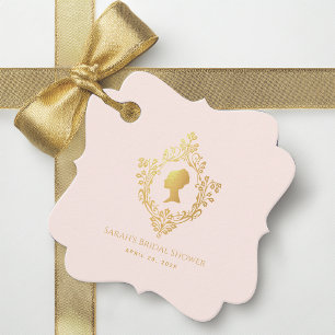 Étiquettes Cadeau Rose Régence Vintage Fausses Armoiries en Or pour