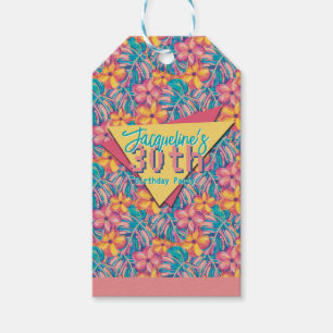 Étiquettes-cadeau Rose rétro et fleurs jaunes pour anniversaire