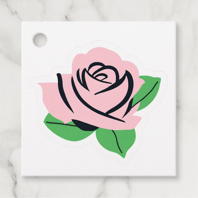 Étiquettes Cadeau Rose rose (Devant)