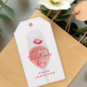 Étiquettes-cadeau Rose Rosé Lèvre Rouge Saint-Valentin Cocktail Part
