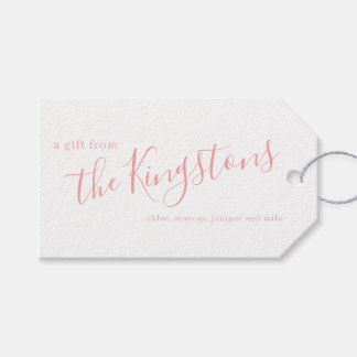 Étiquettes-cadeau Rose rose Nom de famille Script Balises cadeaux