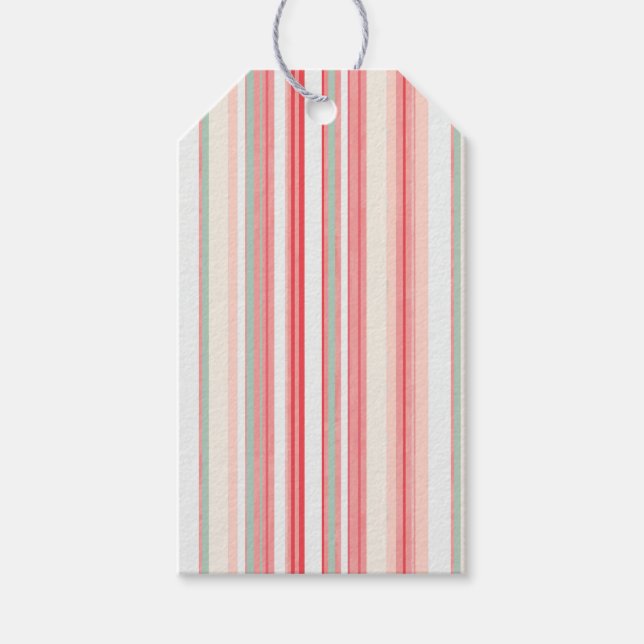 Étiquettes-cadeau Rose, Rouge, Blanc, Bandes Vertes (Devant)